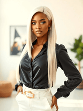 Brooklyn Hair Long Straight #613 Glueless Wig Smaller Knots 5x5 Swiss HD Pre-Cut Lace 24-26" Platinum Blonde 24-26" / Platinum Blonde / Swiss HD Lace